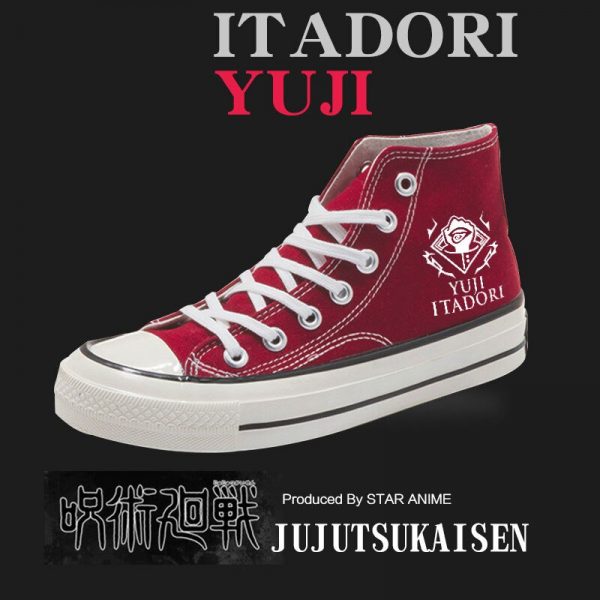 Anime Jujutsu Kaisen Yuji Itadori Canvas Shoes Women Men Student Ankle Boots Sneakers Autumn Winter High 3 - OFFICIAL ®Jujutsu Kaisen Merch