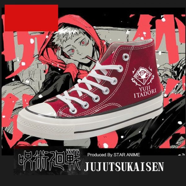 Anime Jujutsu Kaisen Yuji Itadori Canvas Shoes Women Men Student Ankle Boots Sneakers Autumn Winter High - OFFICIAL ®Jujutsu Kaisen Merch