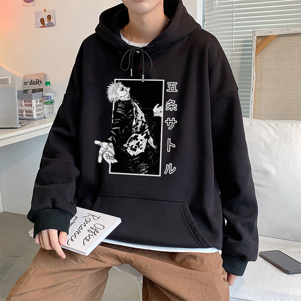 Jujutsu Kaisen Gojo Satoru Comics Print Hooded Men Warm Winter Sweatshirts Fashion Harajuku Hoodies Casual Streetwear Unisex New