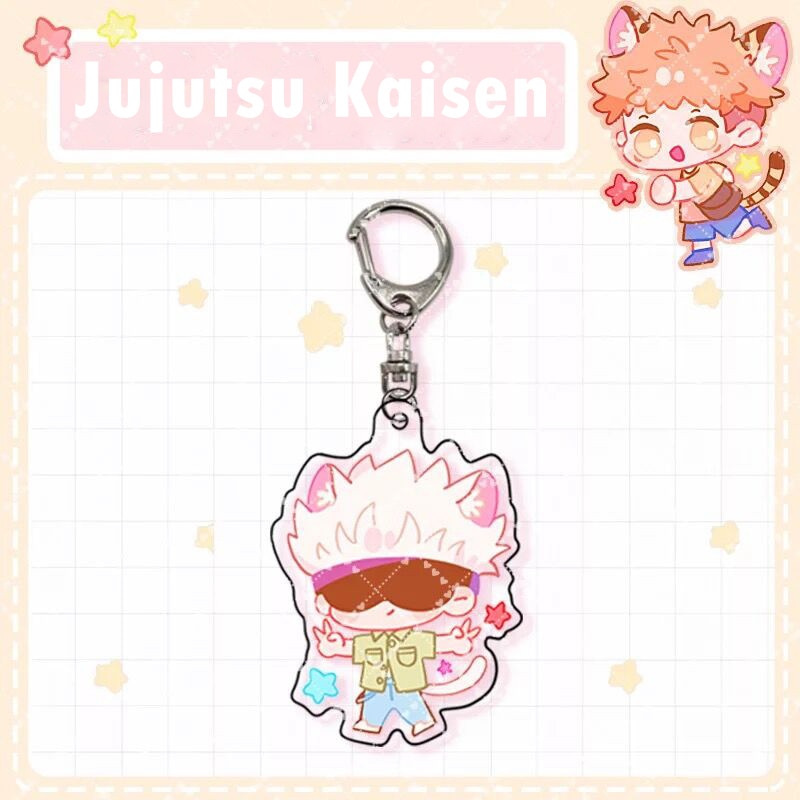 Anime Jujutsu Kaisen Creative Keychain Kawaii Yuji Itadori Cartoon Figures Acrylic Key Chain Bag Pendant Accessories Fans Gift